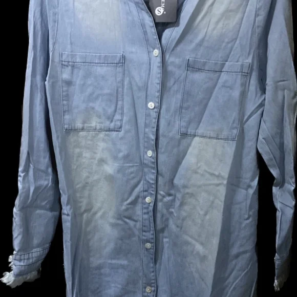 Jean/Denim Shirt Dress - Picture 2 of 5